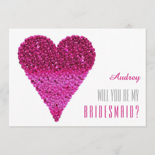 Pink heart shape Will you be my Bridesmaid? Invitation