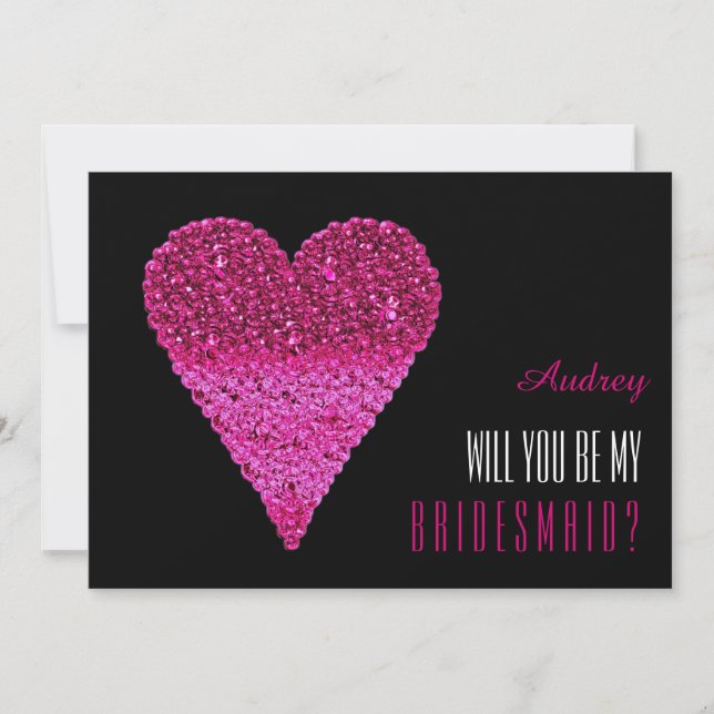 Pink heart shape Will you be my Bridesmaid? Invitation (Front)