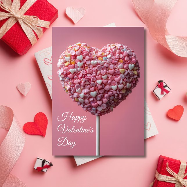 Pink Heart-shaped Cakepop Valentine's Greeting Card (Creator Uploaded)