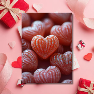 Pink Heart-shaped Candys Valentine's Greeting Card