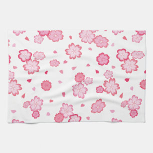 Pink Heart-shaped Petals for Valentine Flowers Kitchen Towel