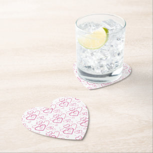 Pink Heart Shapes Pattern Paper Coaster