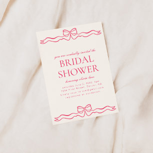 Pink Heart Simple Bridal Shower Invitation