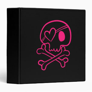Pink Heart Skull and Crossbones Binder