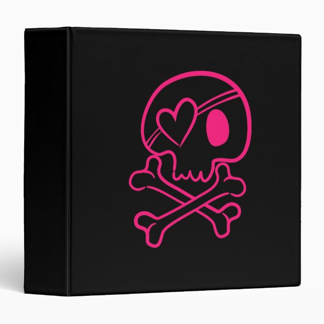 Pink Heart Skull and Crossbones Binder (Front/Spine)