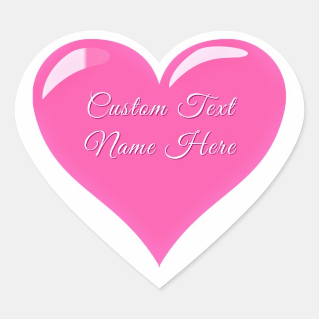 Pink Heart Stickers Personalized Text Love Gifts (Devant)