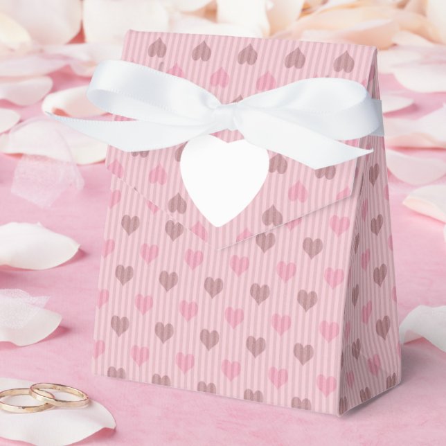 Pink Heart Stripe Valentine Pattern Favor Box (Wedding)