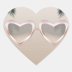Pink Heart Sunglasses Chic Sweet 16 Pool Party Sticker
