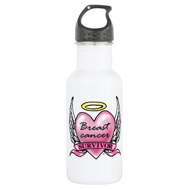 Pink Heart Survivor 532 Ml Water Bottle (Front)