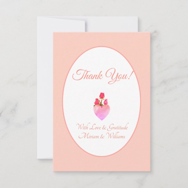 Pink Heart Thank You Card (Front)