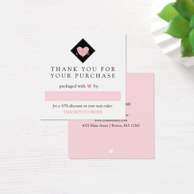 Pink Heart Thank You For Order Your Logo (Desk)