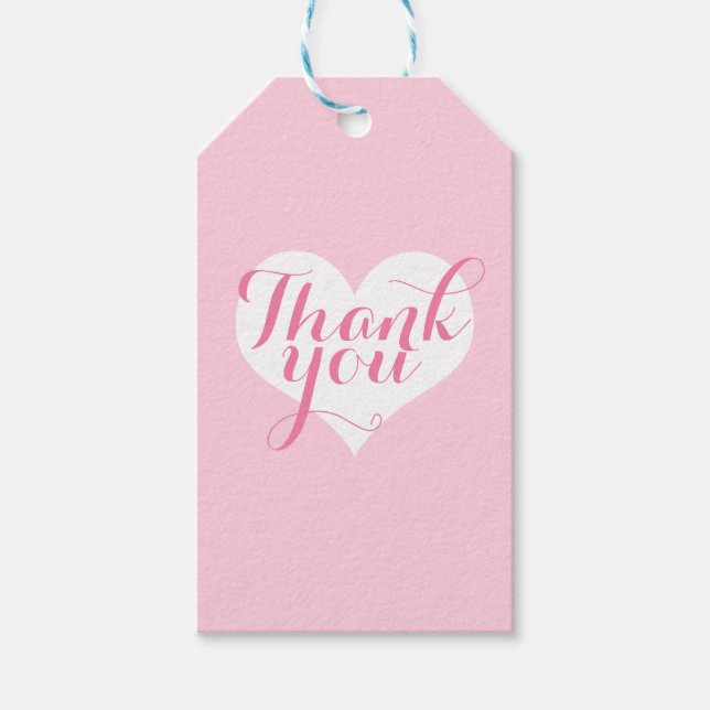 Pink heart thank you gift tags (Front)
