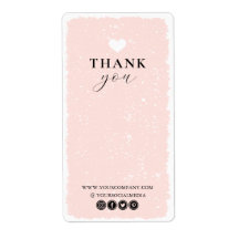 Pink Heart Thank You Label
