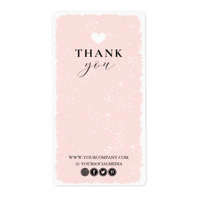 Pink Heart Thank You Label (Front)