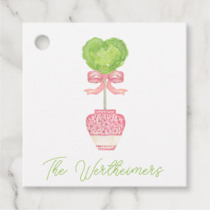 Pink Heart Topiary Gift Favour Tag