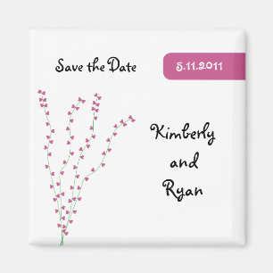 Pink Heart Tree Save the Date Magnet