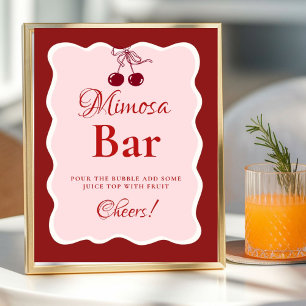 Pink Heart Valentine Bachelorette Mimosa Bar  Sign