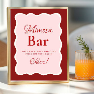 Pink Heart Valentine Bachelorette Mimosa Bar Sign