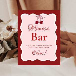 Pink Heart Valentine Bachelorette Mimosa Bar  Sign