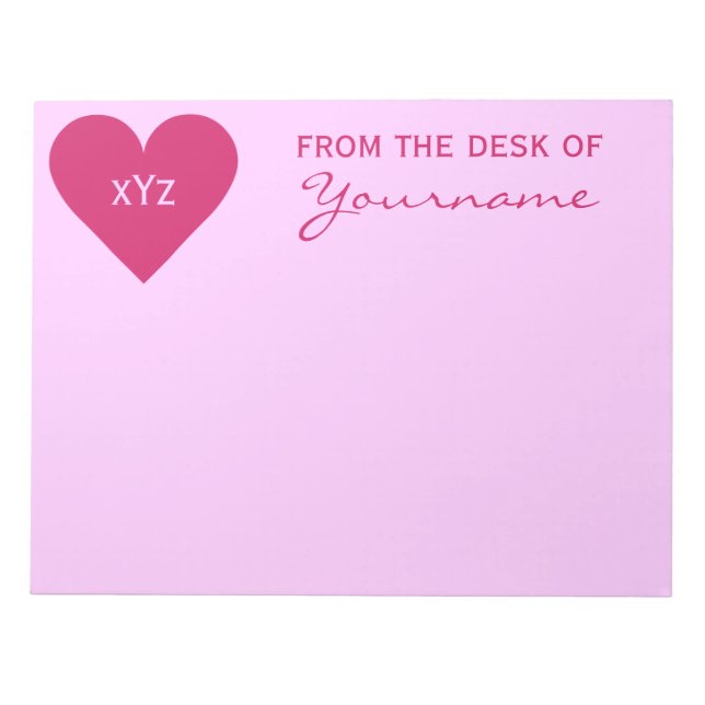 Pink Heart Valentine custom notepad (Front)