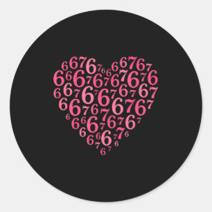 Pink Heart Valentines Day 6 7 Love Heart 6-7 Meme Classic Round Sticker