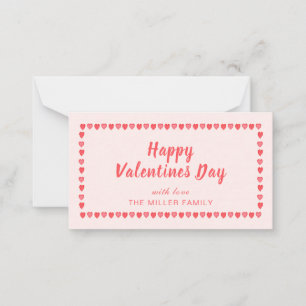 Pink heart Valentines Day mini Card
