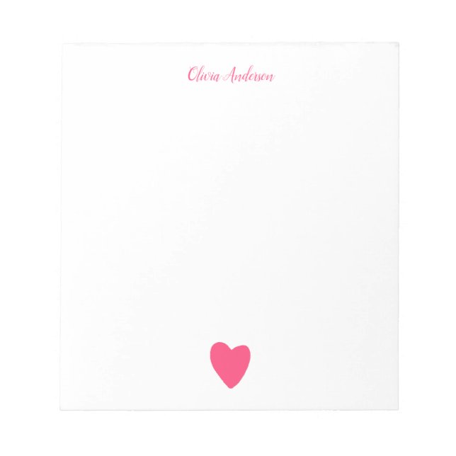  Pink Heart  Valentine's Day Personalized  Notepad (Front)