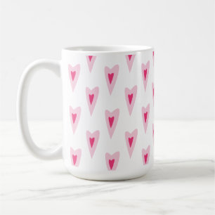 Pink Heart Valentines Water Bottle Coffee Mug