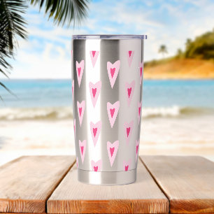 Pink Heart Valentines Water Bottle Insulated Tumbler