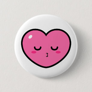 Pink Heart Waiting For a Kiss 2 Inch Round Button