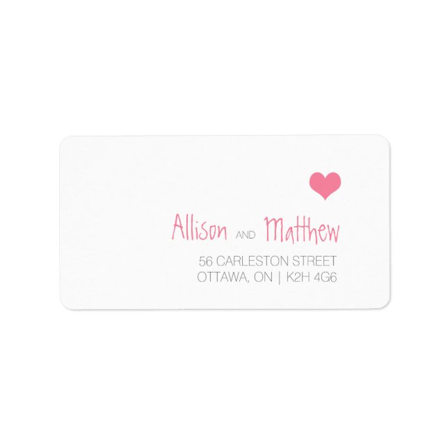 Pink Heart Wedding Address Label (Front)
