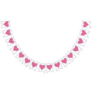 Pink Heart Wedding Bunting Flags Reception