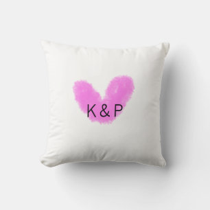 Pink heart wedding couple name letter monogram rom throw pillow