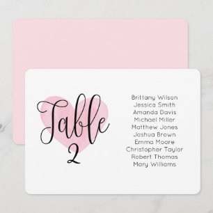 Pink heart wedding seating chart. Landscape plan Invitation