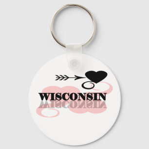 Pink Heart Wisconsin Keychain