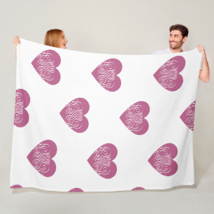 Pink Heart With Filigree Pretty Girly Design Fleece Blanket