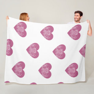 Pink Heart With Filigree Pretty Girly Design Fleece Blanket