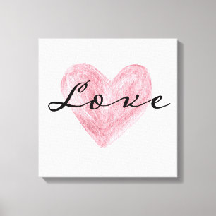 Pink Heart with Love  Canvas Print
