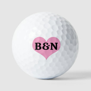 Pink Heart With Your Text or Name Monogram Initial Golf Balls