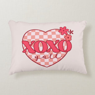 Pink Heart Xoxo Hugs and Kisses Accent Pillow