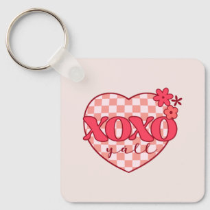 Pink Heart Xoxo Hugs and Kisses Keychain