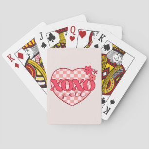 Pink Heart Xoxo Hugs and Kisses Playing Cards