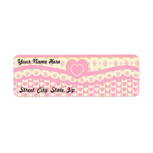 Pink HeartEyelet Background Return Address Sticker