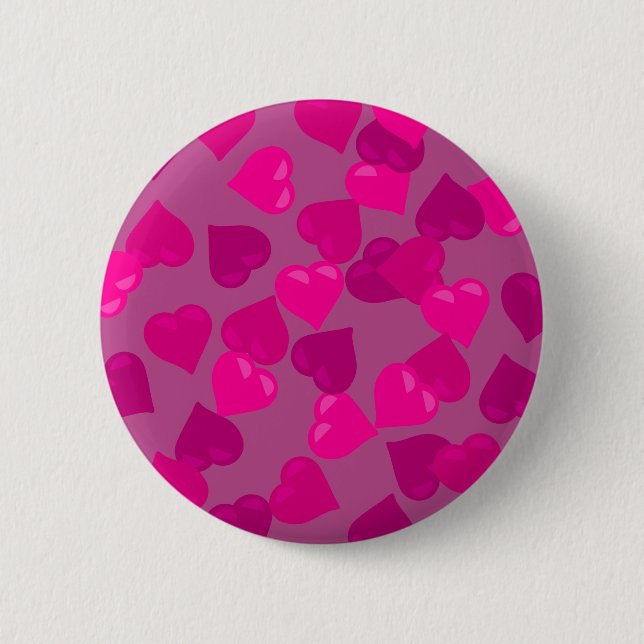 Pink Hearts 2 Inch Round Button (Front)