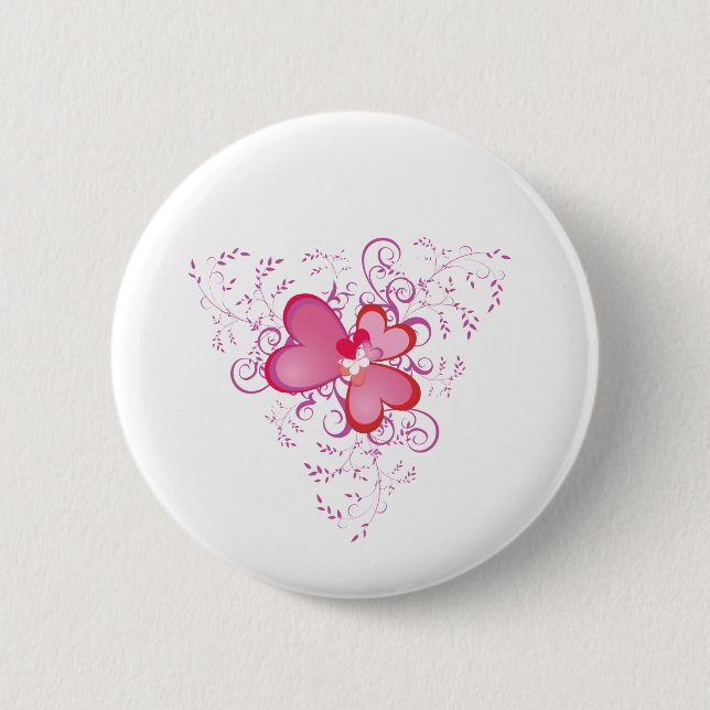 Pink Hearts 2 Inch Round Button (Front)