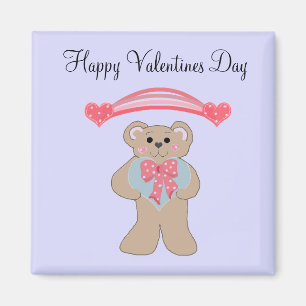 Pink Hearts and Little Bear Magnet