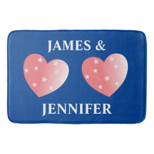 Pink Hearts And Names Bath Mat