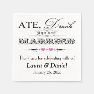 Pink Hearts and Scrolls Wedding Napkins