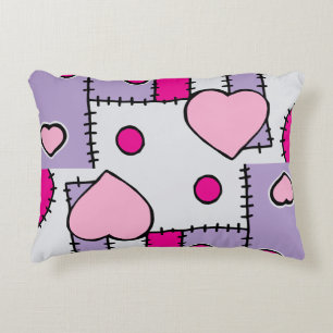 Pink Hearts and shapes whimsical cute Accent Pillow