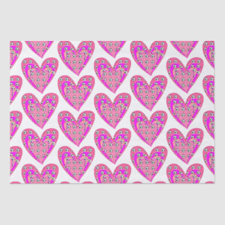 Pink Hearts And Soccer Balls Pattern Tissue Paper